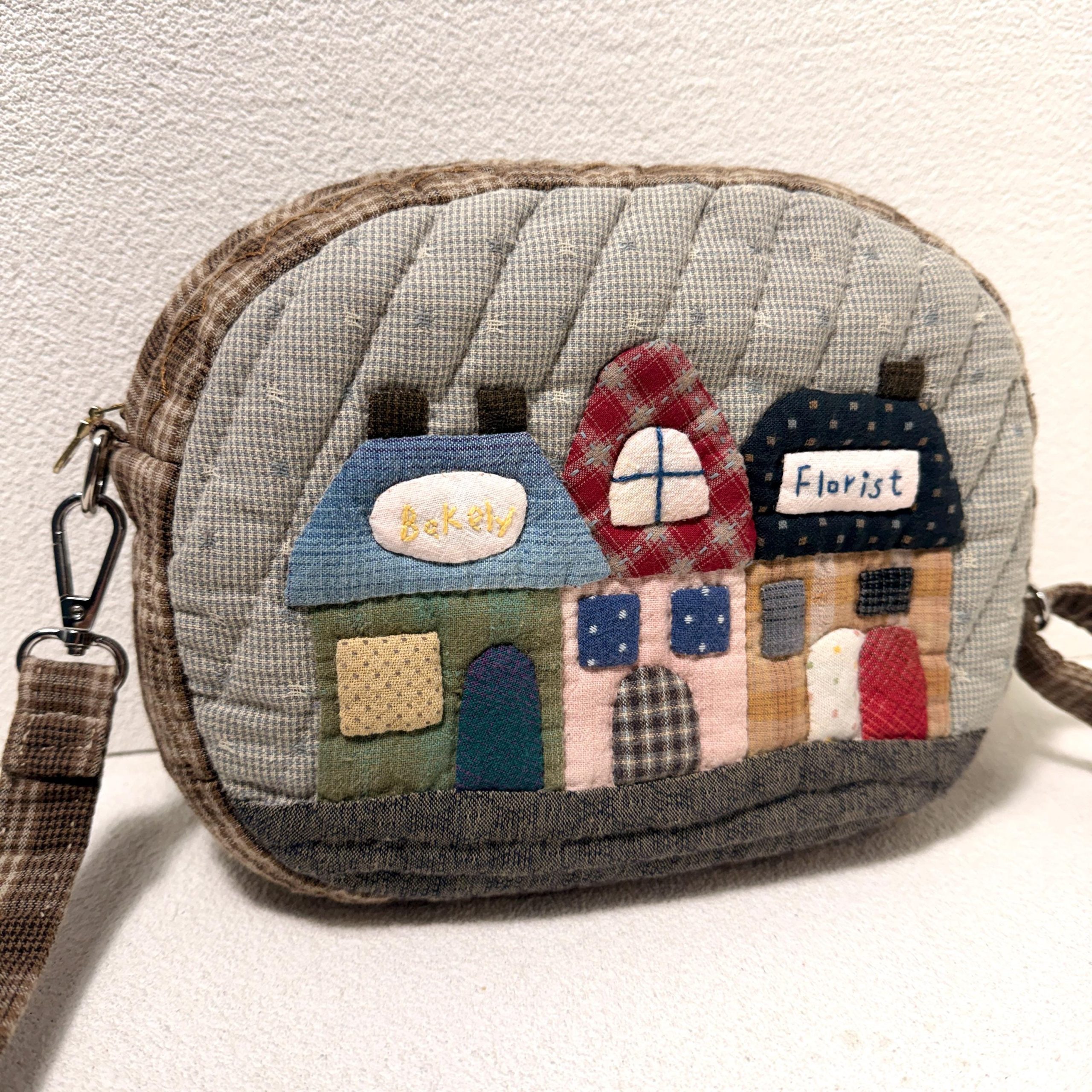 Whimsical Storybook Florist Shop Appliqué Quilted Crossbody Bag
