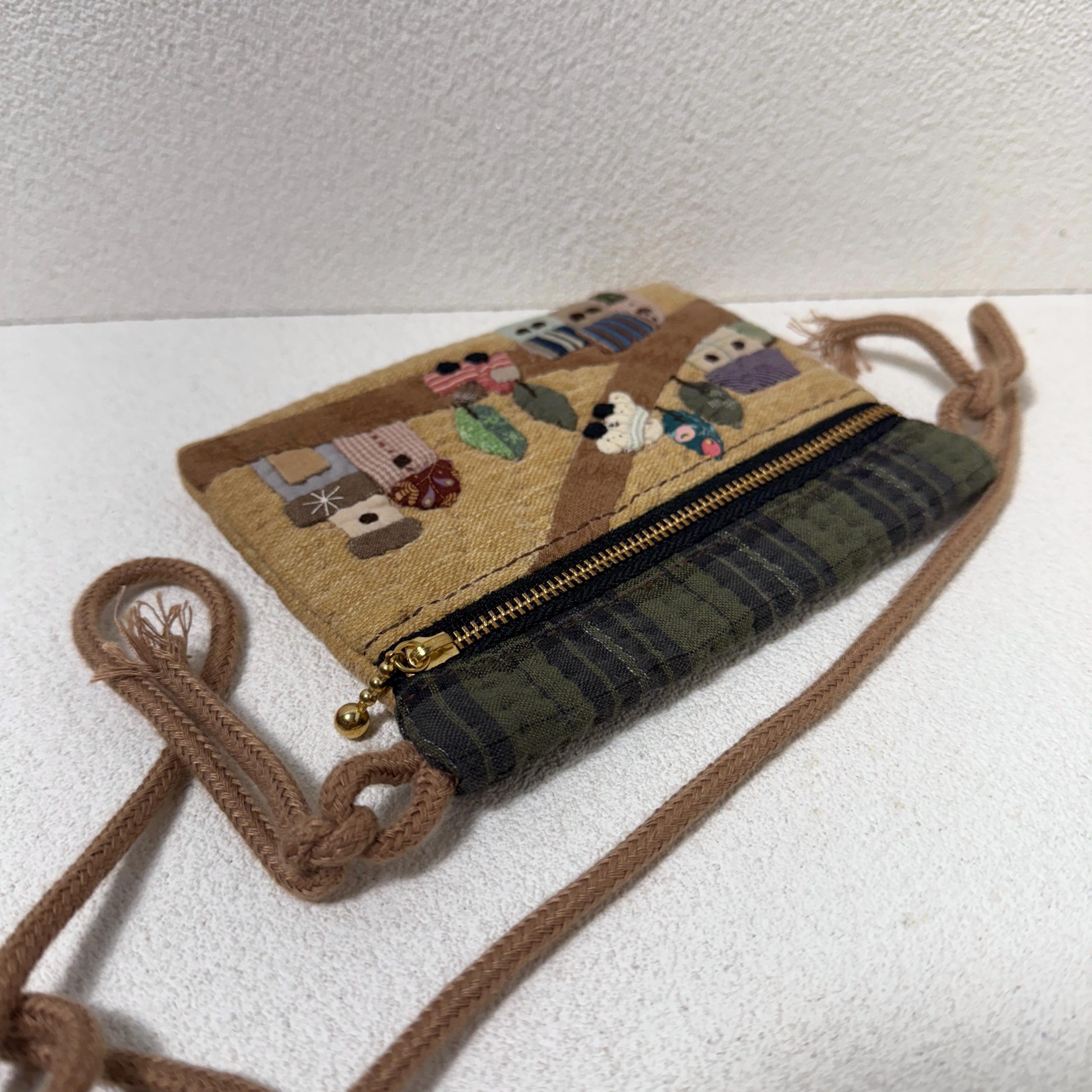 Whimsical Countryside Journey Appliqué Fabric Zipper Pouch - Image 3