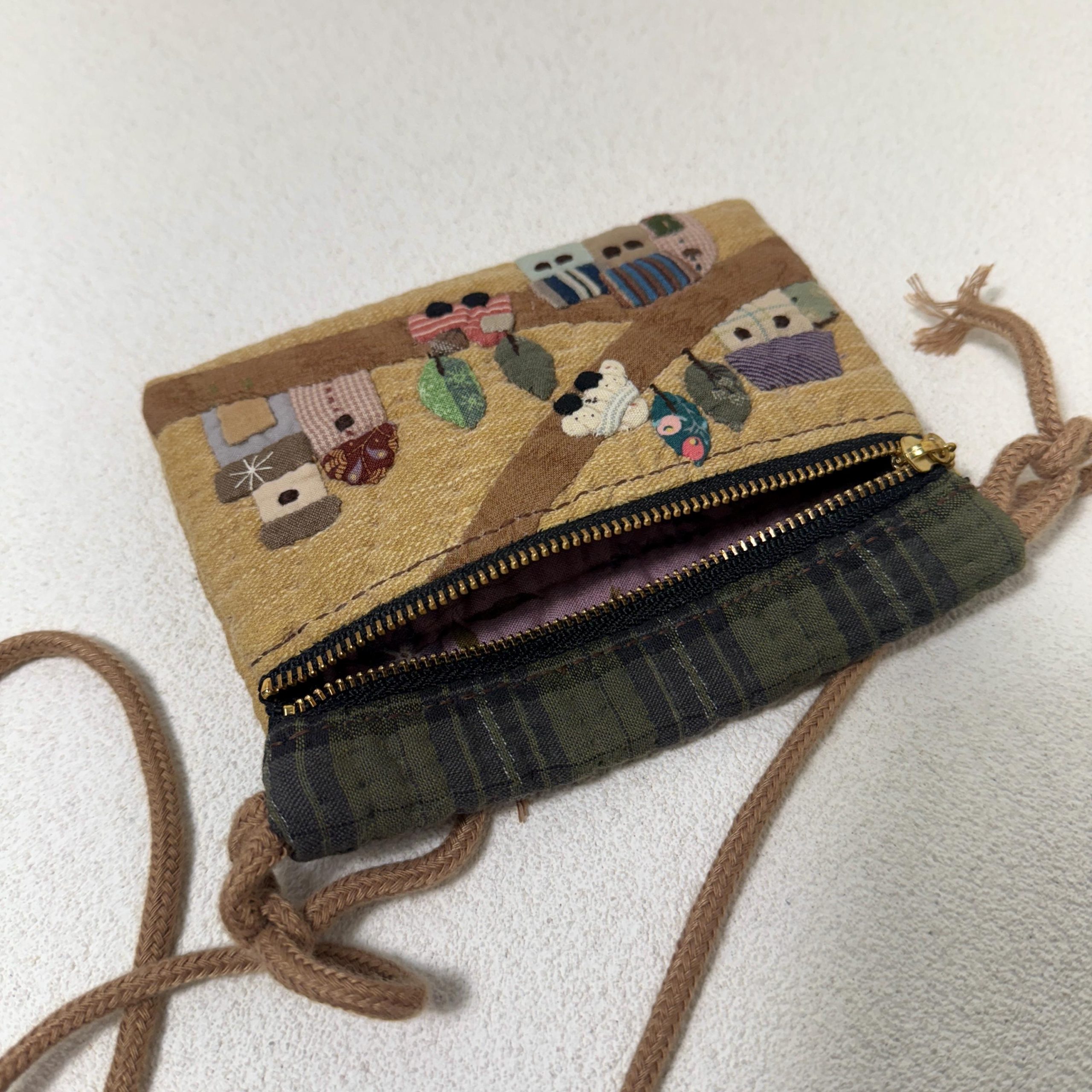 Whimsical Countryside Journey Appliqué Fabric Zipper Pouch - Image 6