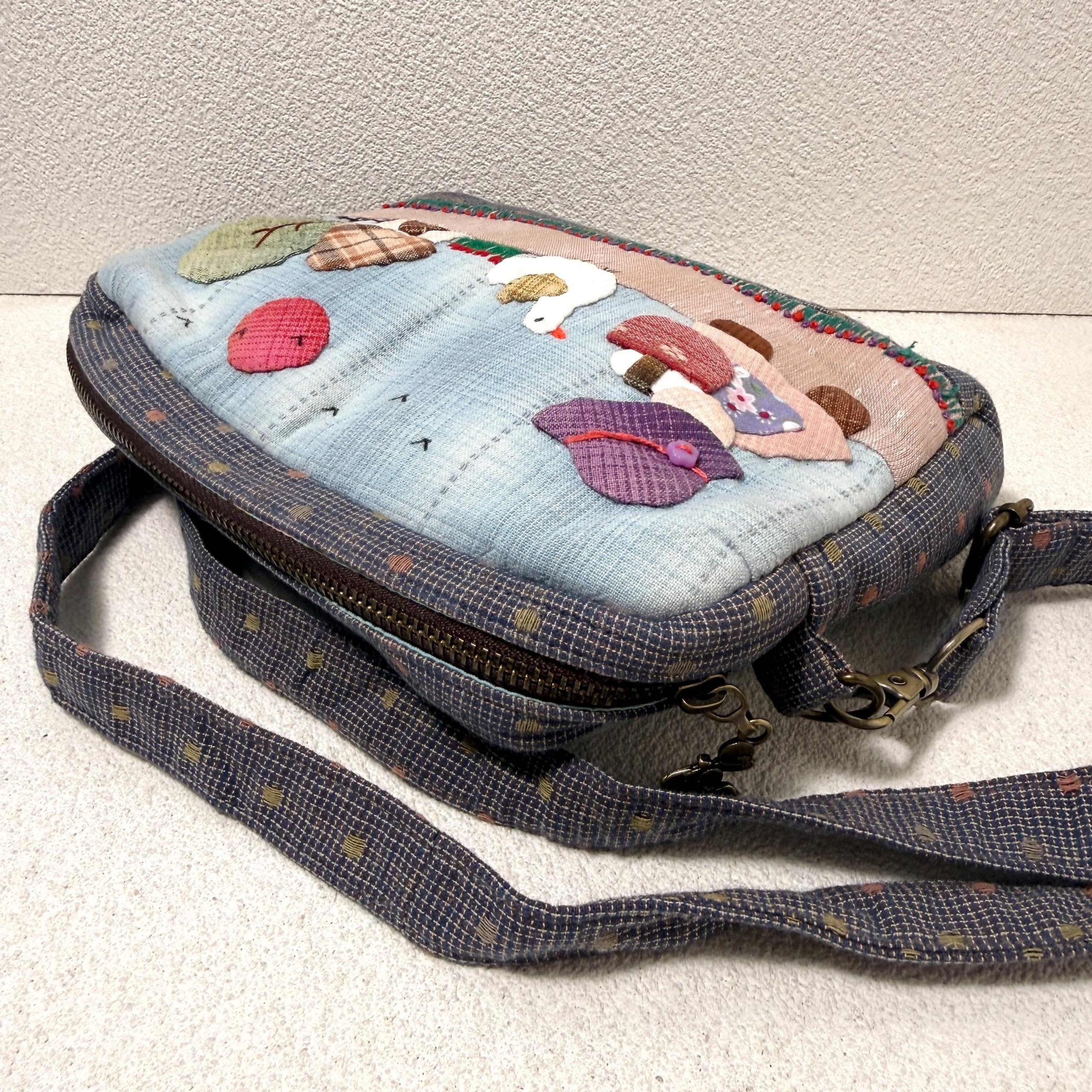 Whimsical Village Girl and Goose Appliqué Fabric Crossbody Bag - Image 2