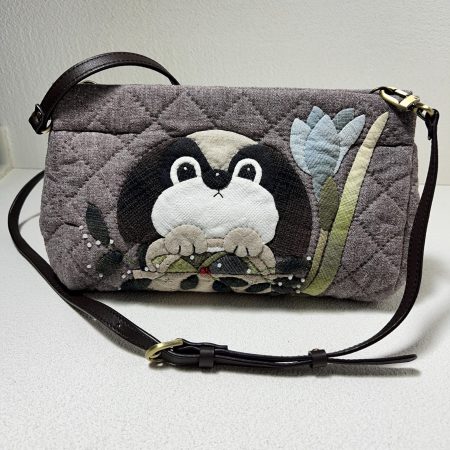 Whimsical Woodland Mole Appliqué Quilted Fabric Crossbody Bag